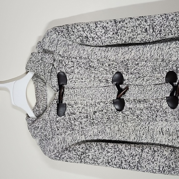 Sherpa lined heathered chunky knit hooded sweater toggle closure Womens medium. - Picture 2 of 9